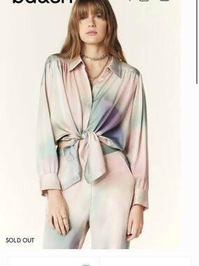ba&sh Partha Pastel Ombre Tie-Front Button Down Shirt